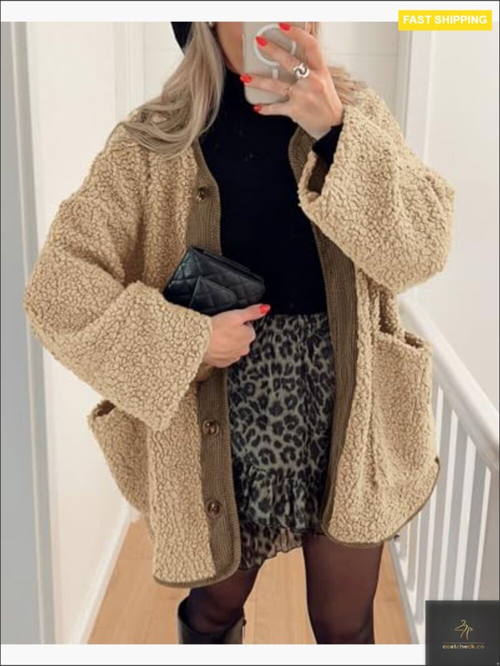 Elegant Long Sleeve Fuzzy Sherpa Button Up Coat Winter Women Outerwear Jacket - Picture 2 of 7